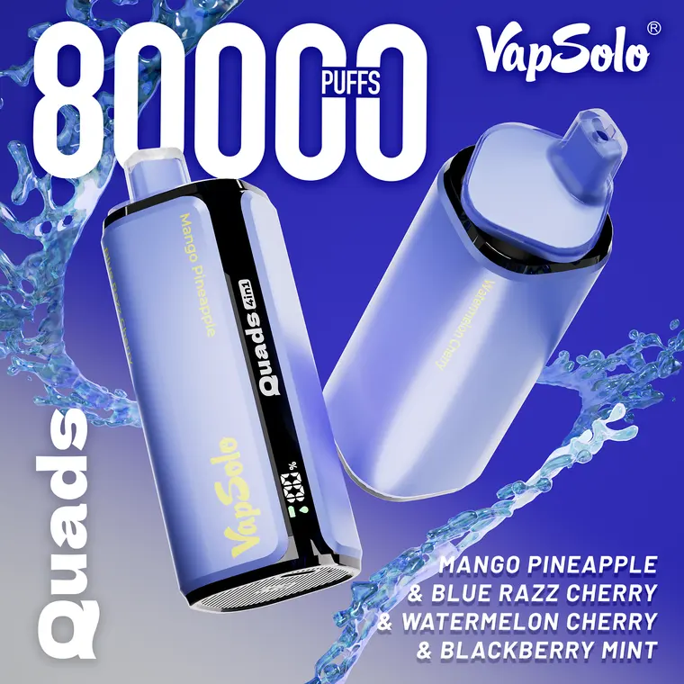 VapSolo Quads – Mango Pineapple, Blue Razz Cherry, Watermelon Cherry, Blackberry Mint