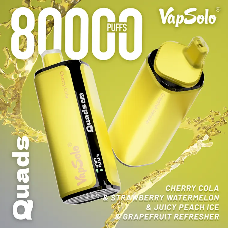 VapSolo Quads – Strawberry Watermelon, Cherry Cola, Juicy Peach Ice, Grapefruit Refresher